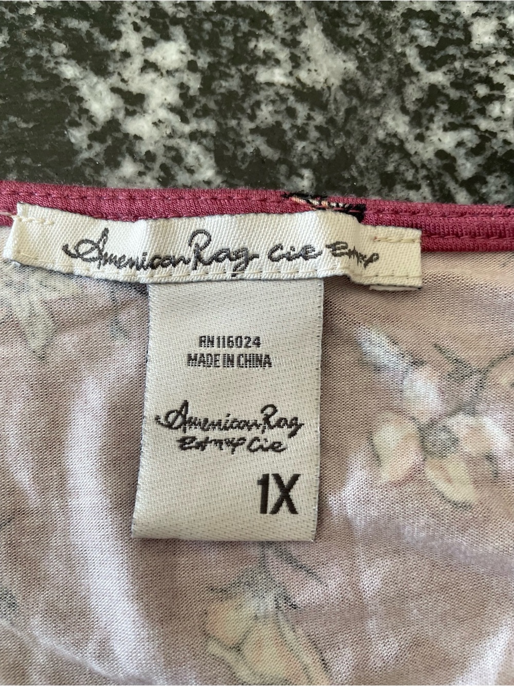 American Rag Raspberry Floral Button-Front Ruffle Peplum Tunic - Picture 4 of 6